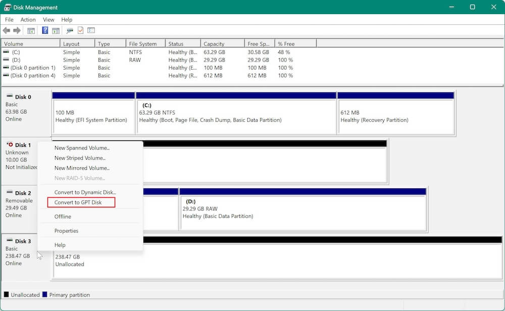 how to open and use Disk Management on Windows