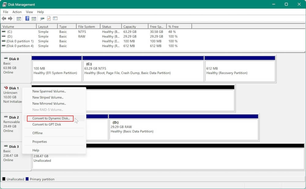 how to open and use Disk Management on Windows