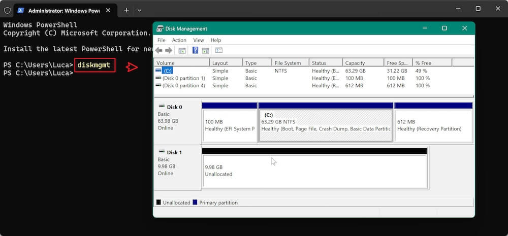 how to open and use Disk Management on Windows