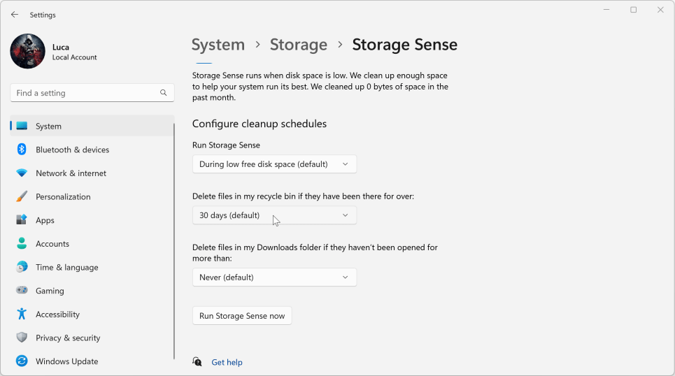 automatically empty the Recycle Bin