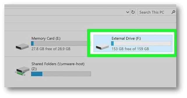 Connect the external hard drive to PC