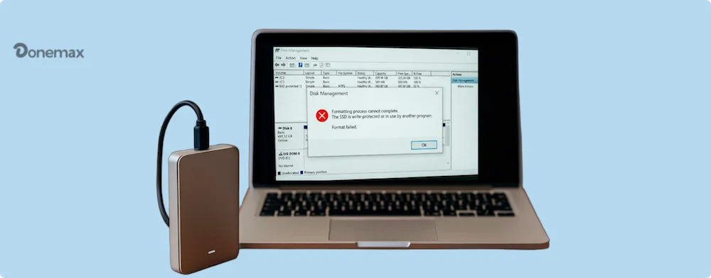 Disk Management fails to format an SSD