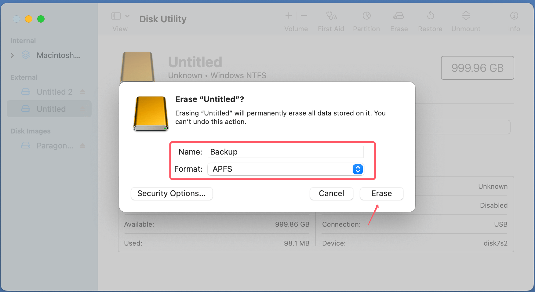 Can't Select an External Hard Drive for Time Machine Backup Disk