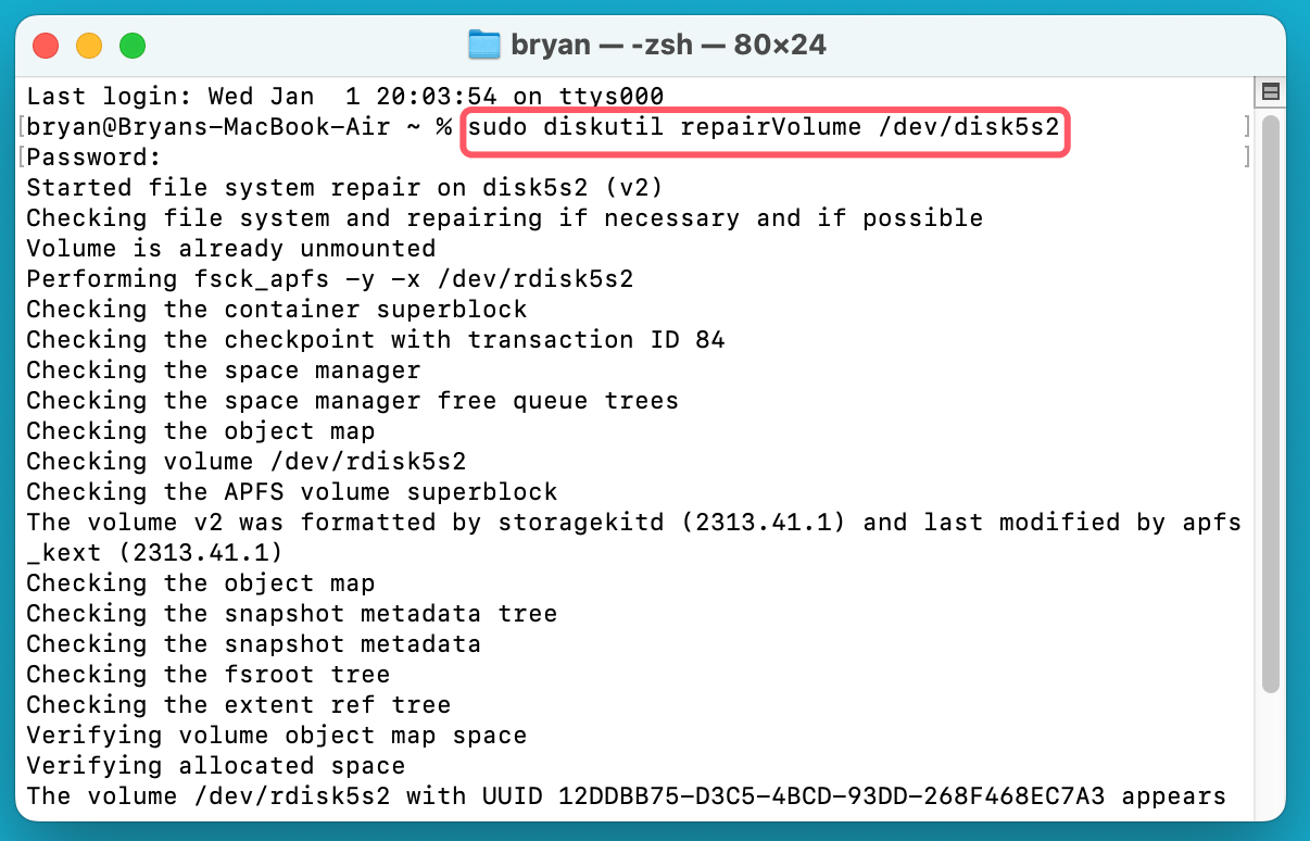 Can't repair volume because other APFS volumes in its container are mounted