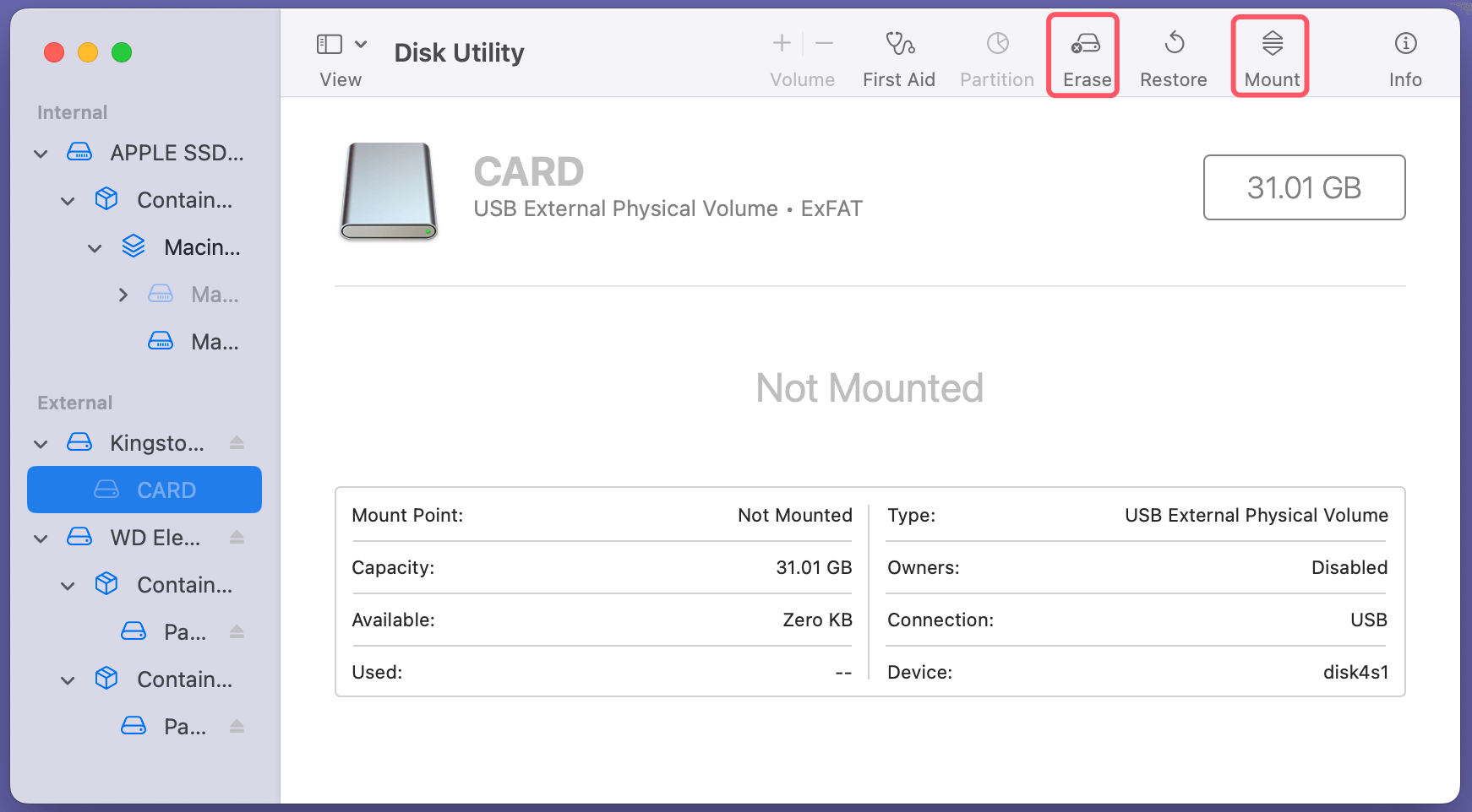 CF card that is not recognized or detected
