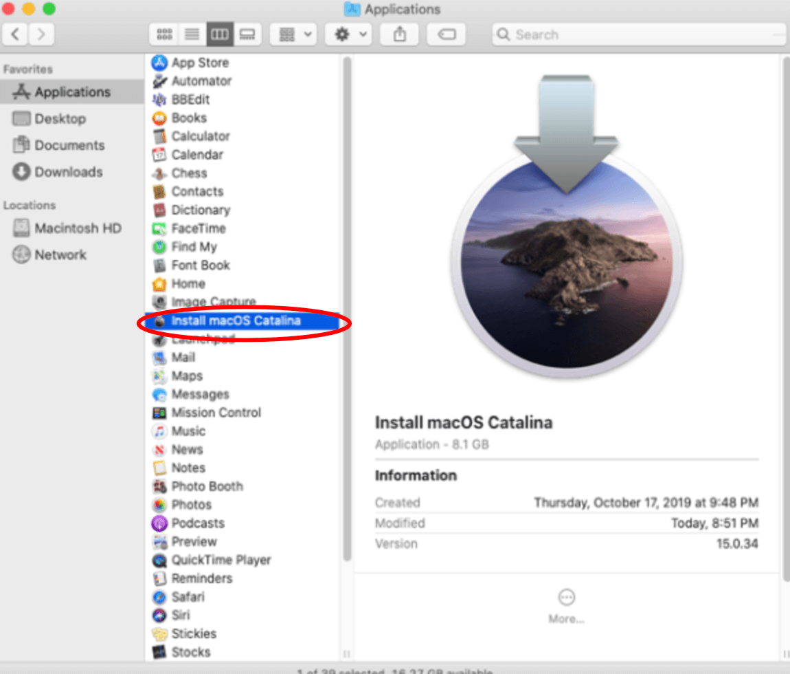 clean installation of macOS Catalina