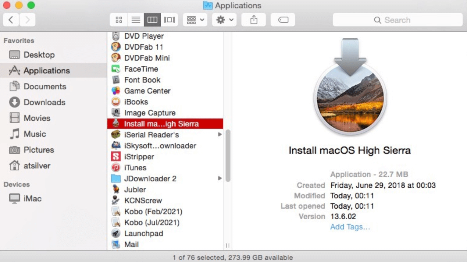 clean installation for macOS High Sierra