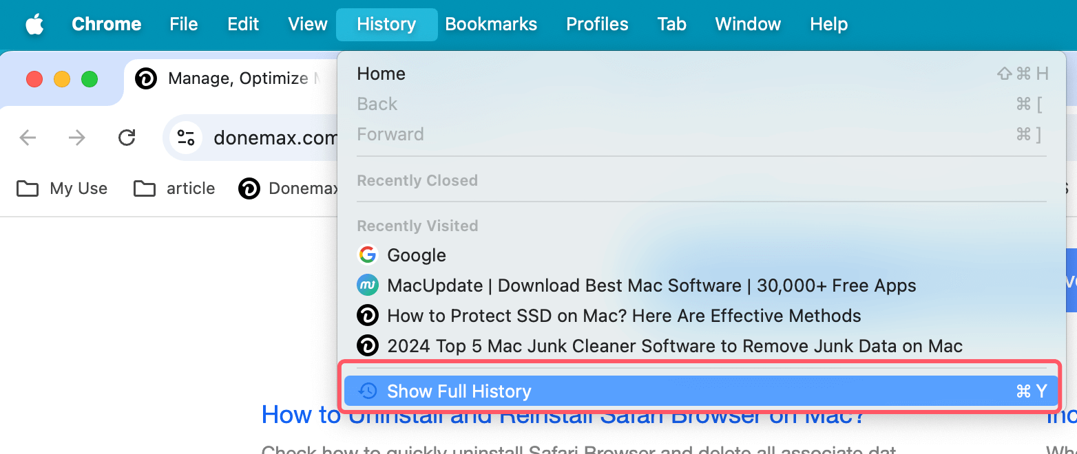 quickly clear Chrome's visiting histories on Mac