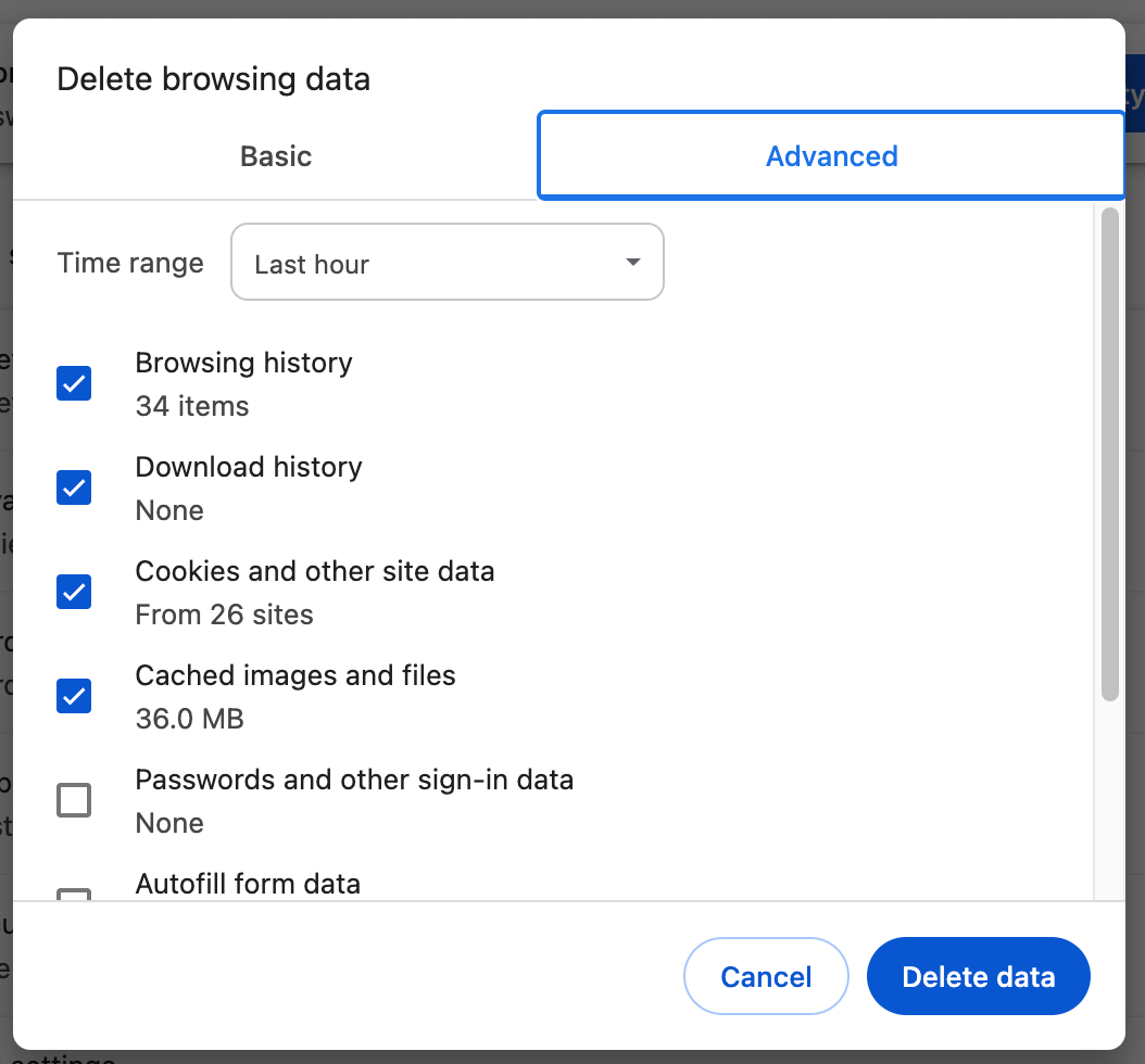 Clear Chrome Data on Mac