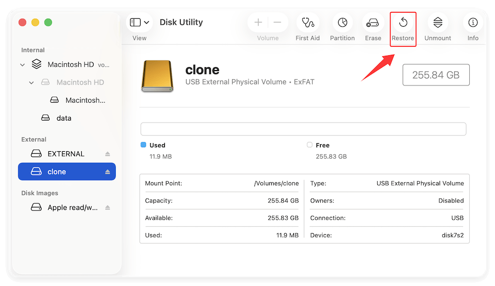clone FAT/exFAT/EXT hard drive on Mac