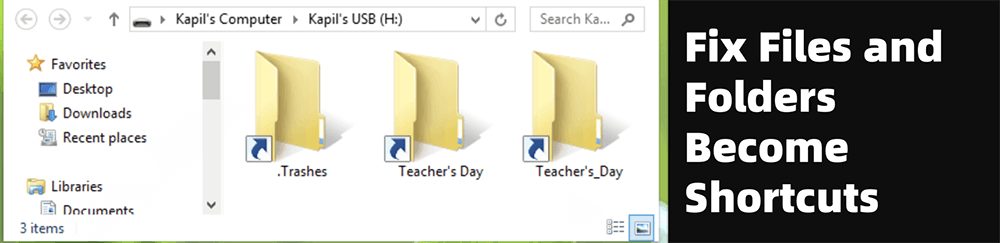 files become shortcuts