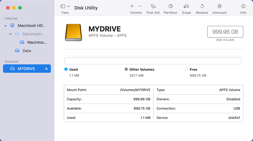 Select the APFS Drive