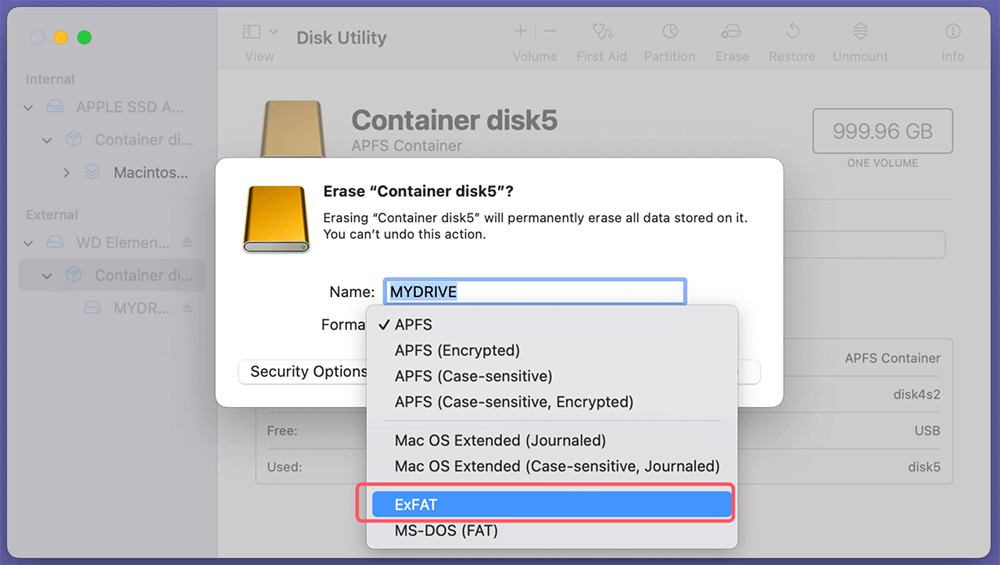 Erase the APFS Drive