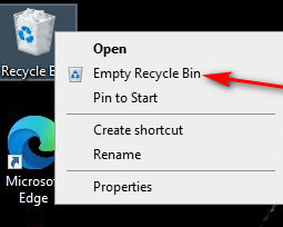 Manually Emptying the Recycle Bin