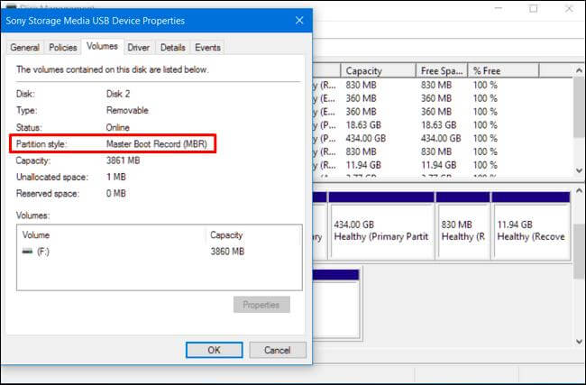 Confirm the partition type