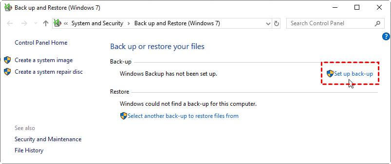 Set up backup schedule