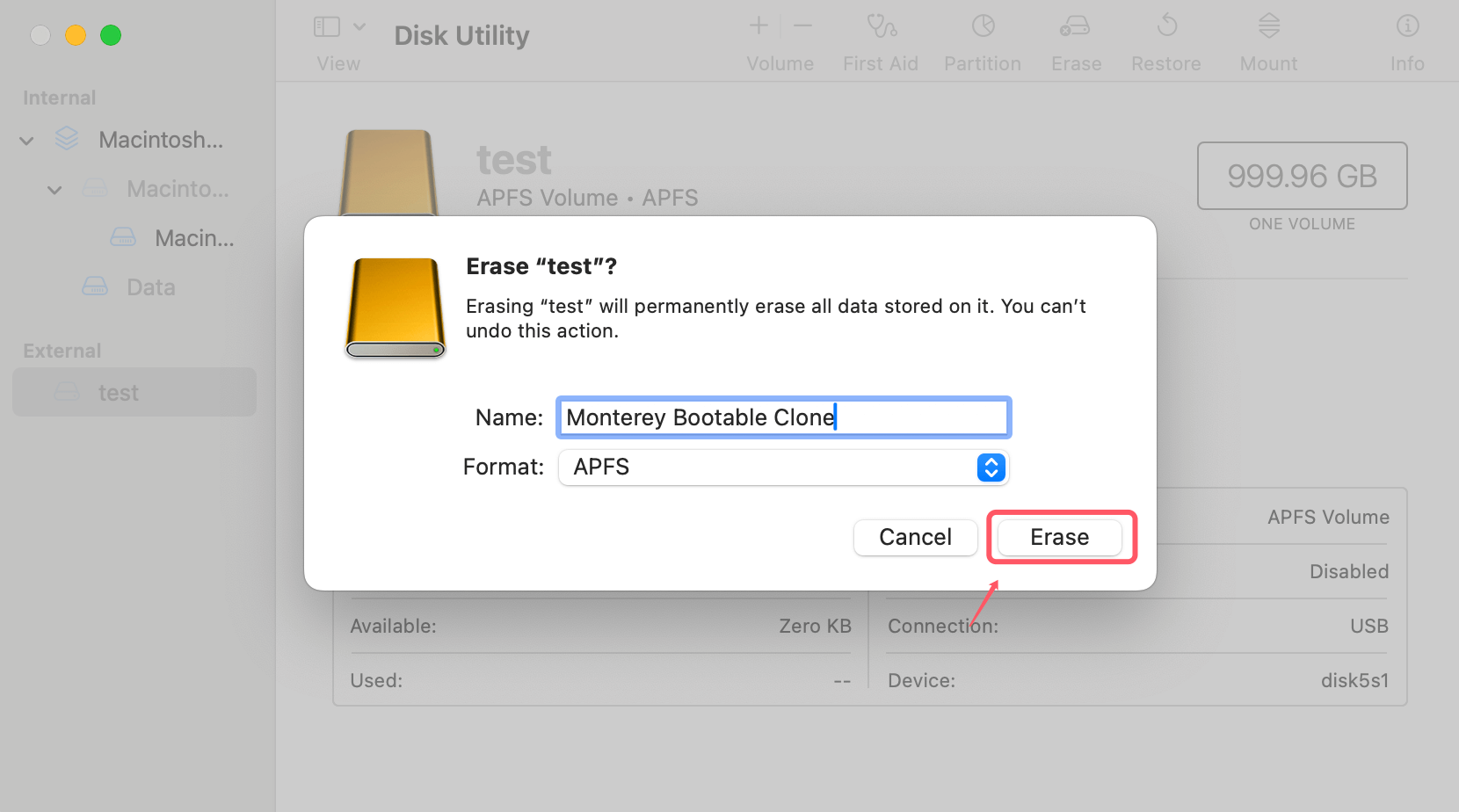 creating a bootable clone for macOS Monterey
