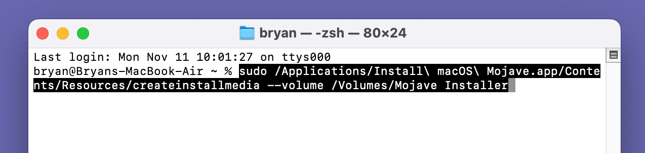 Creating a bootable USB installer for macOS Mojave