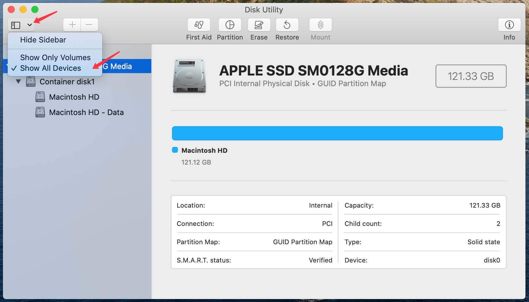 Show All Devices with Disk Utility