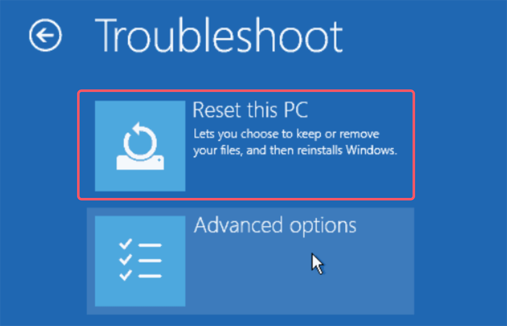 Choose Factory Reset