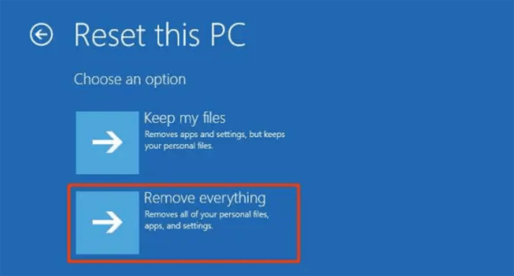 Choose Factory Reset