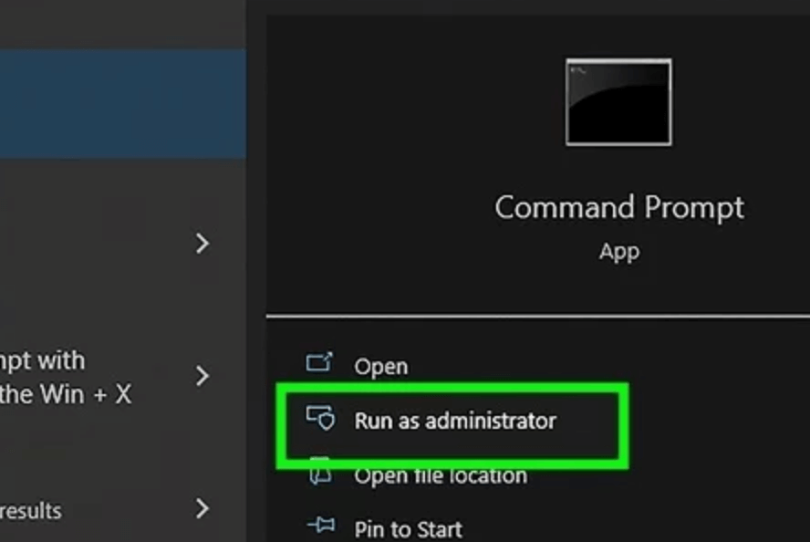 Launch the Command Prompt in administrator mode