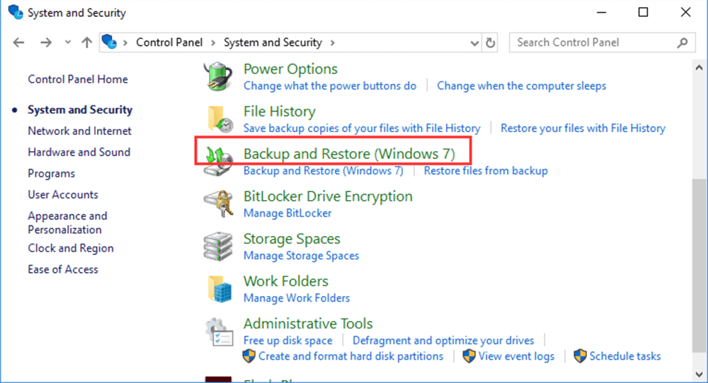 Restore from Windows Backup