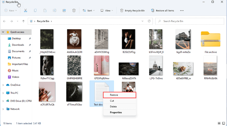 Restore deleted files from Recycle bin on Microsoft Surface Studio