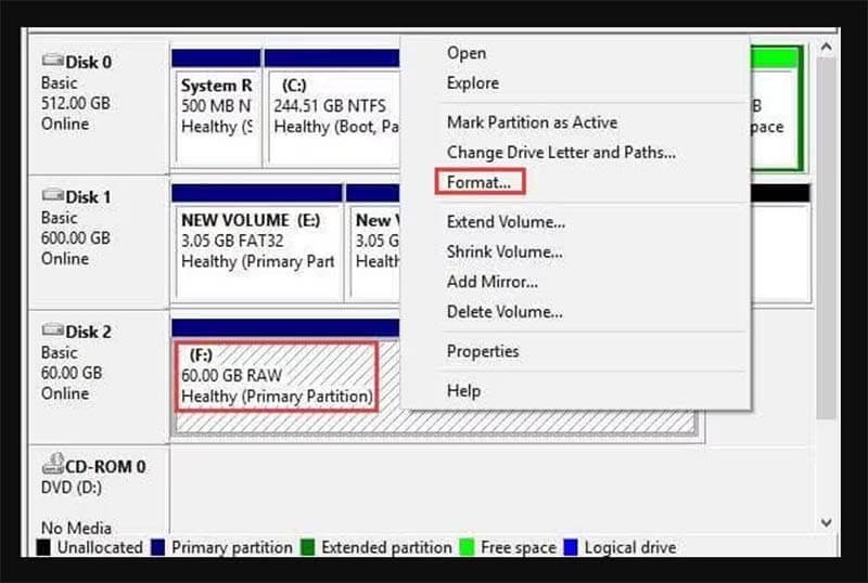 Using Windows Disk Management