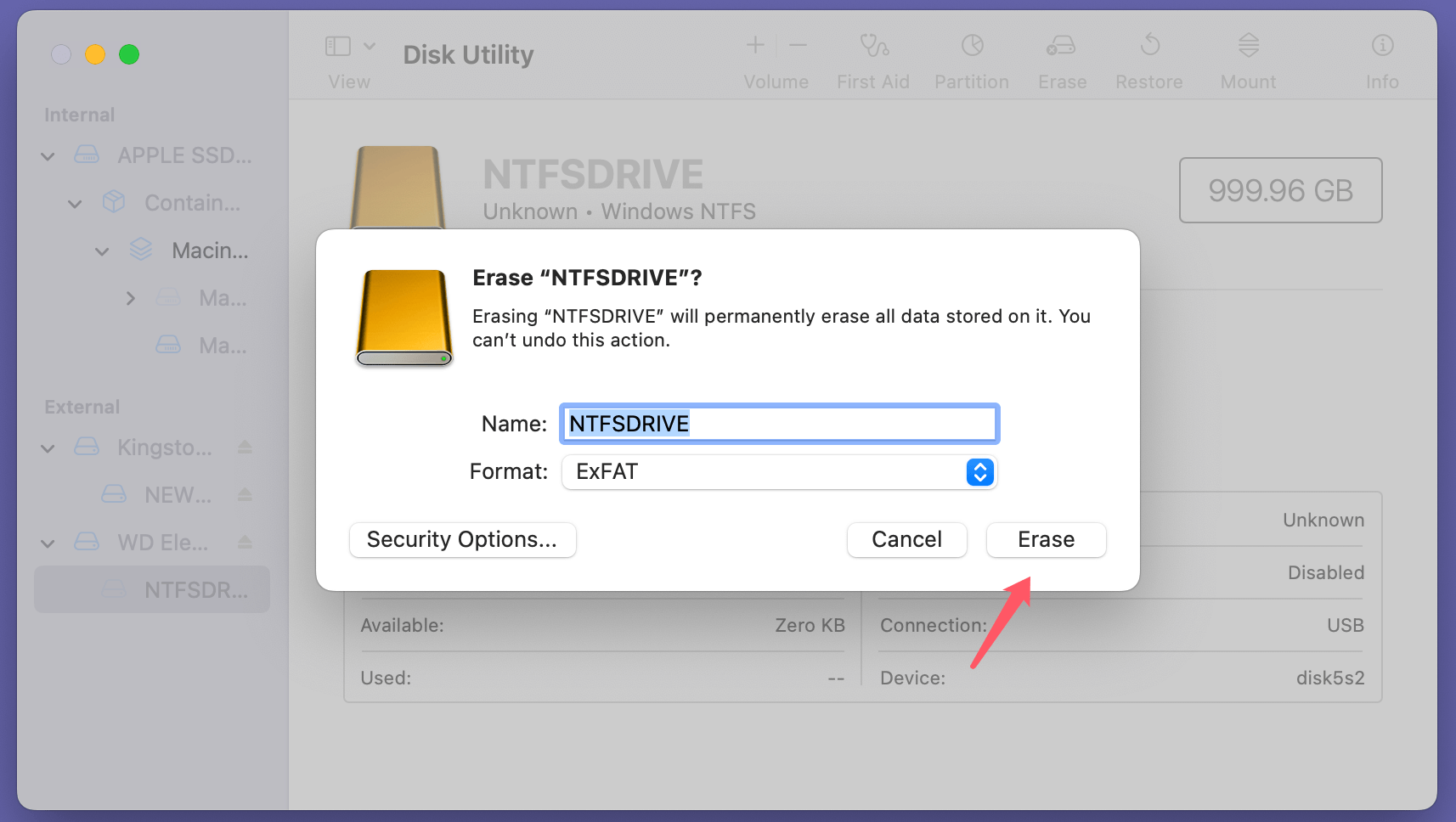 delete files from an NTFS drive on Mac