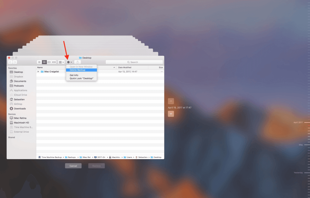 deleting old Time Machine backups