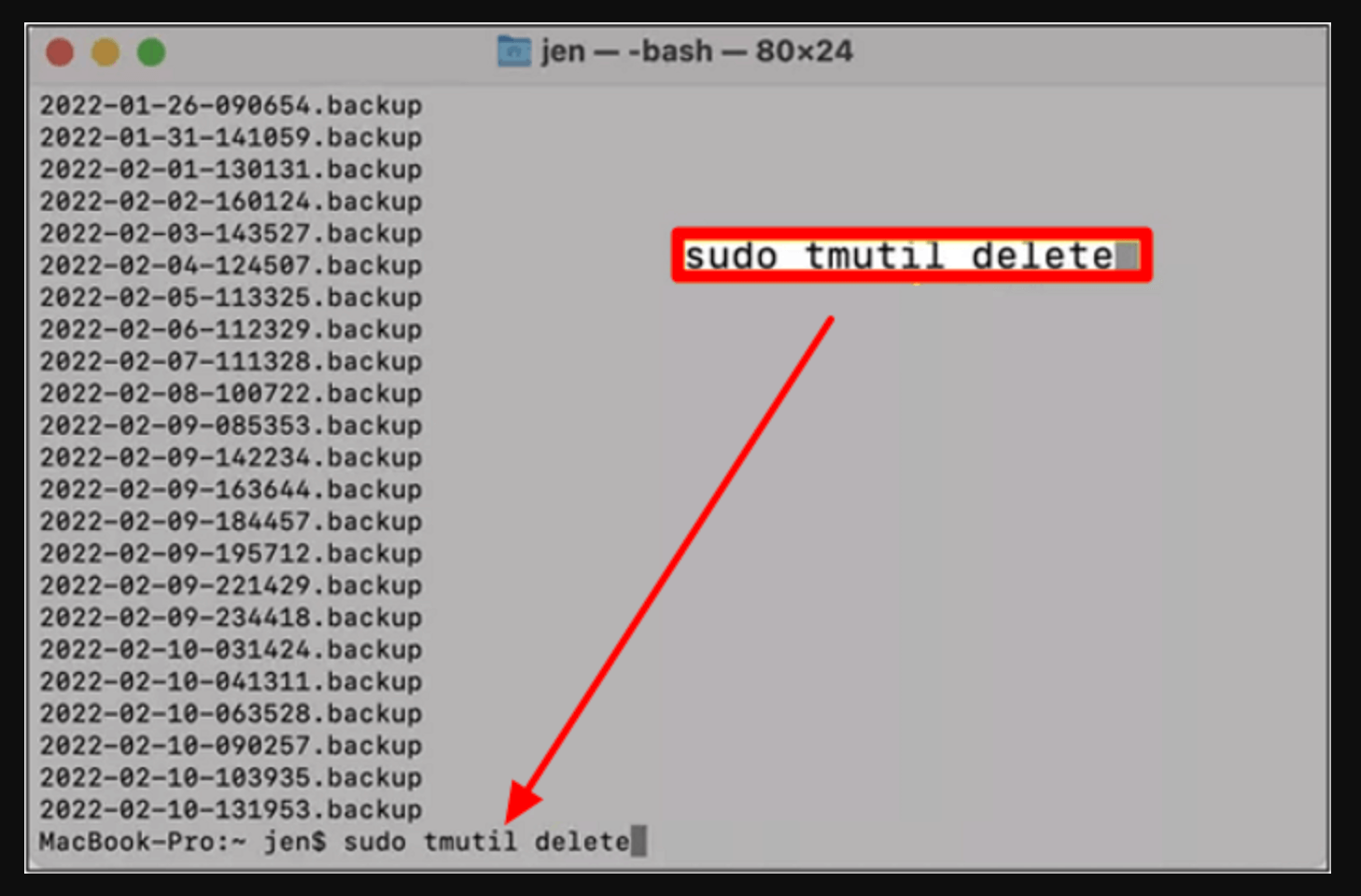 deleting old Time Machine backups