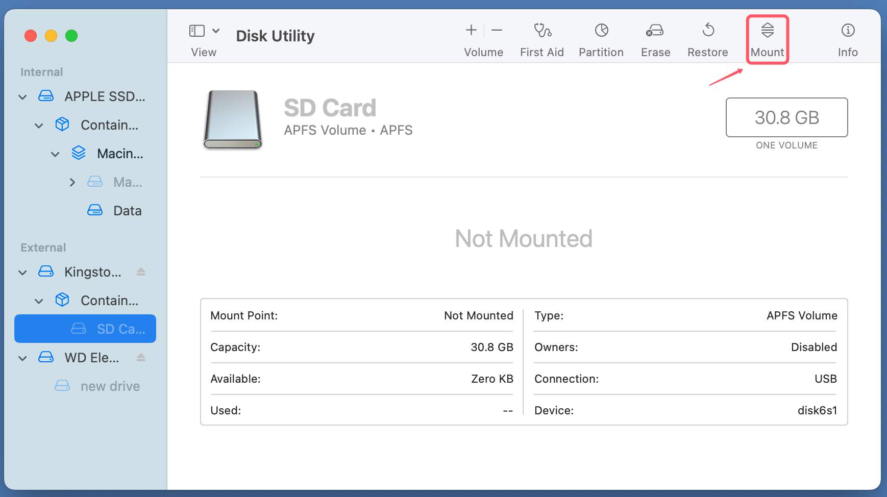 macOS's Disk Utility fails to mount an external hard drive