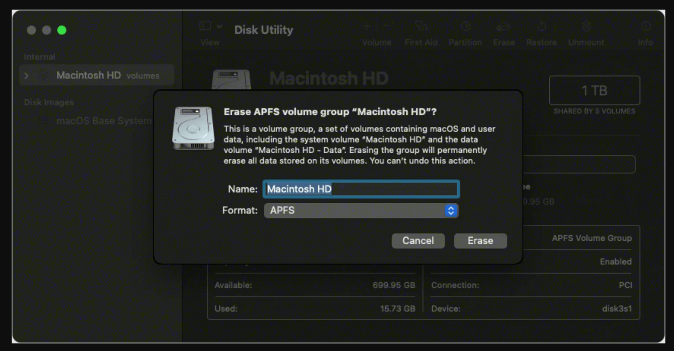 Disk Utility Can't Check and Repair APFS Volume or APFS Container