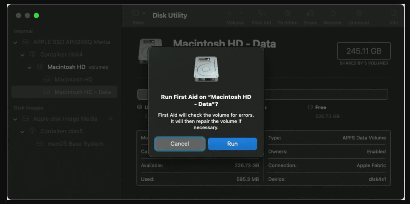 Disk Utility Can't Check and Repair APFS Volume or APFS Container