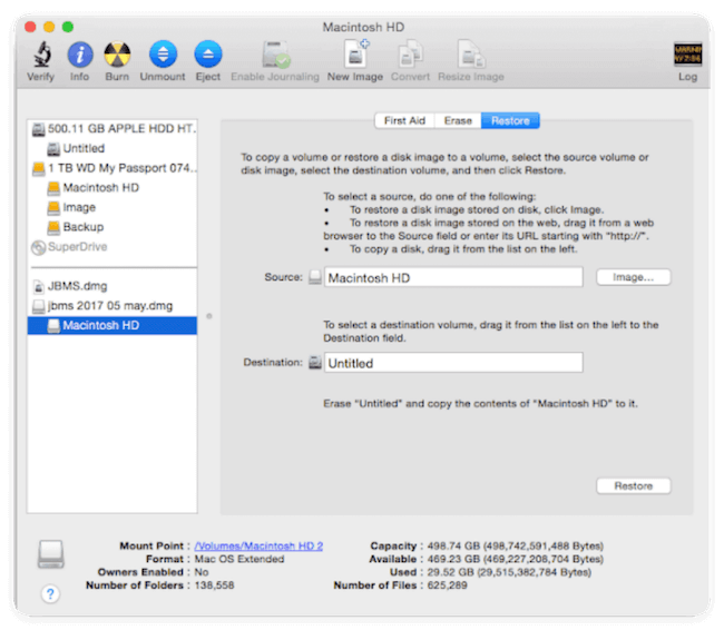 clone disk on Mac OS X 10.11 Capitan