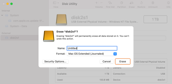 disk utility mac restore external hard drive