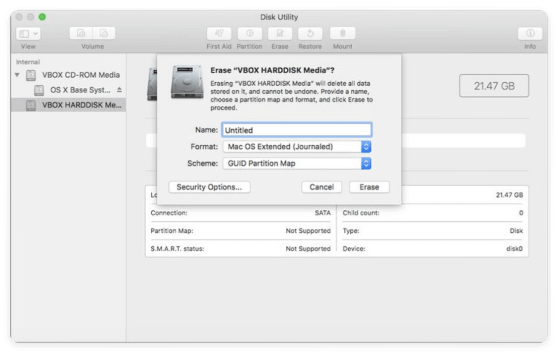 Steps to Erase the Startup Disk