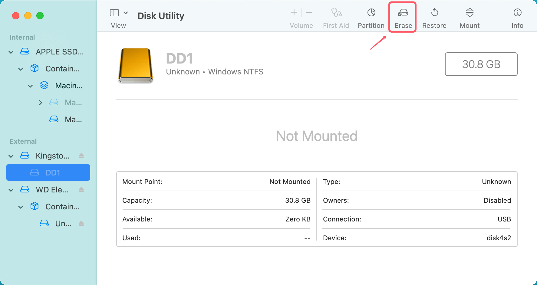 formatting a disk to FAT32 on macOS