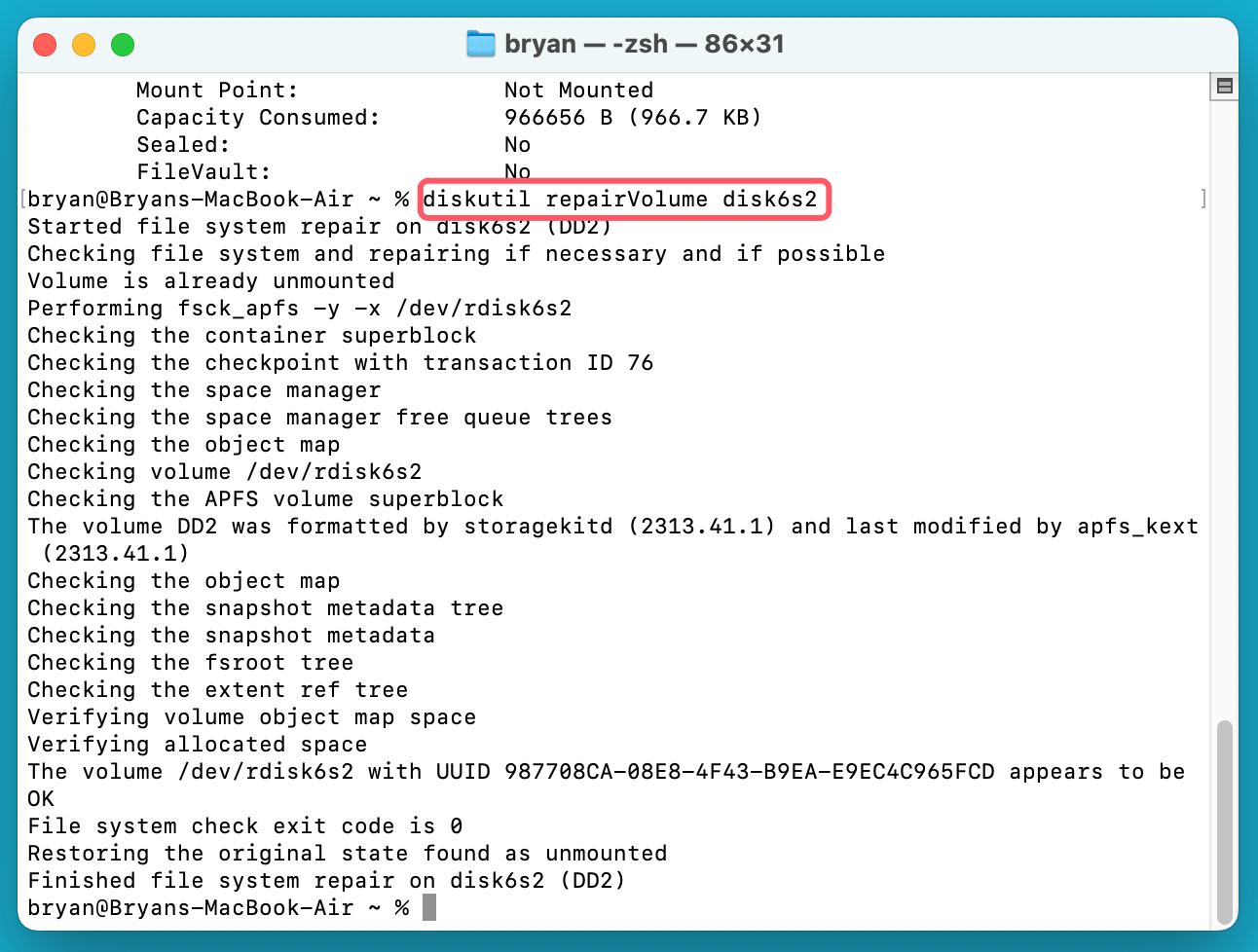 Dealing with an unmountable APFS container