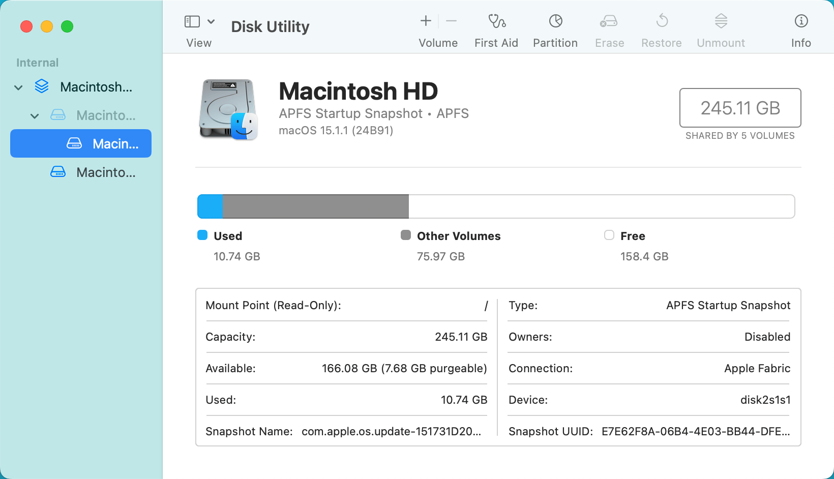 APFS snapshot metadata tree is invalid