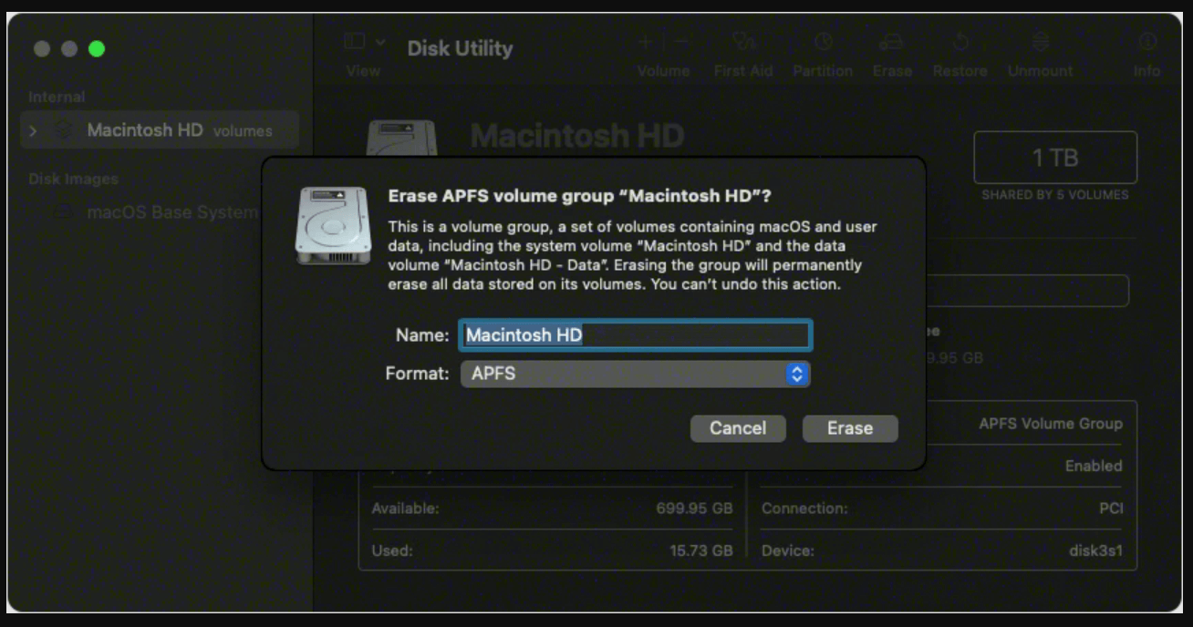 APFS snapshot metadata tree is invalid