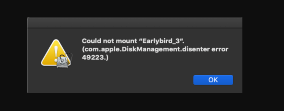 Fix com.apple.DiskManagement.disenter error 49223 on Mac