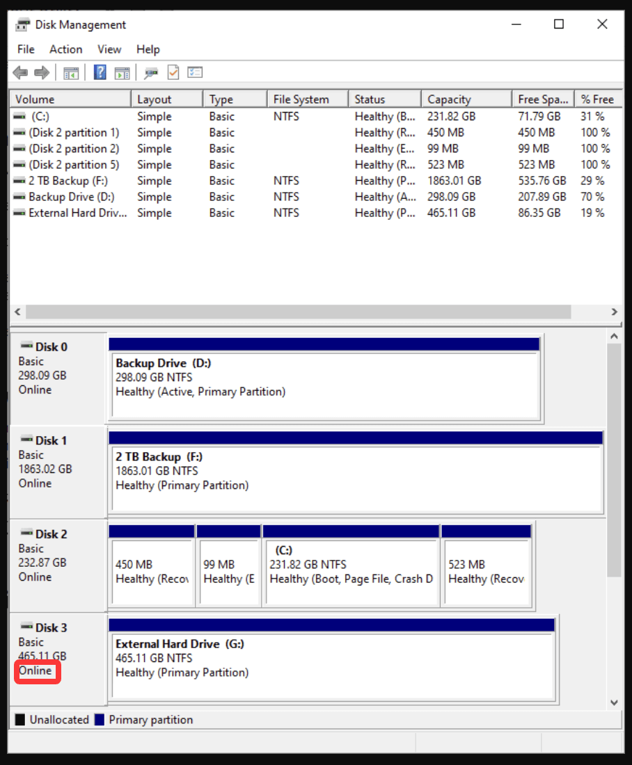 A disappearing hard drive on Windows 10