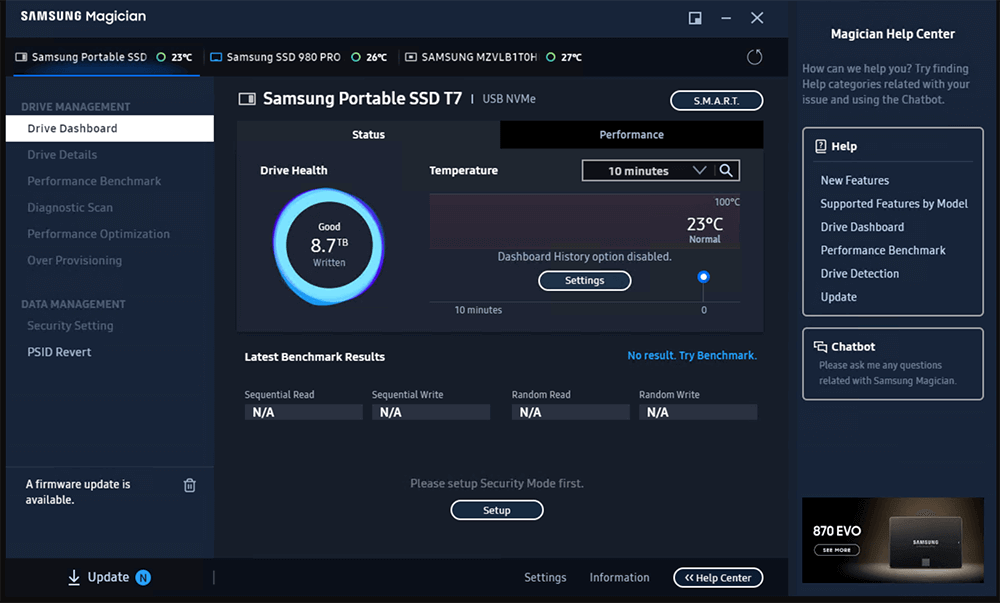 launch Samsung Magician