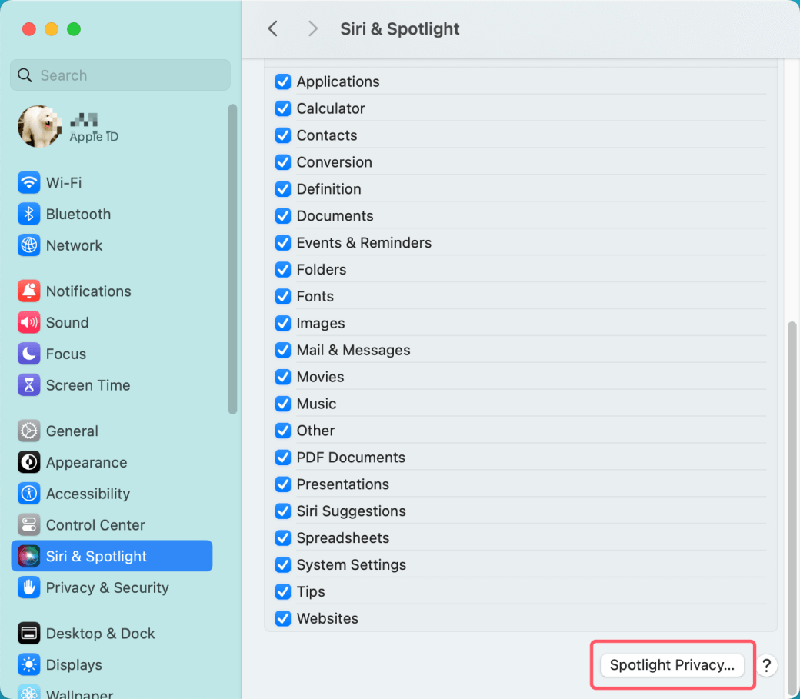 Rebuild Spotlight Index