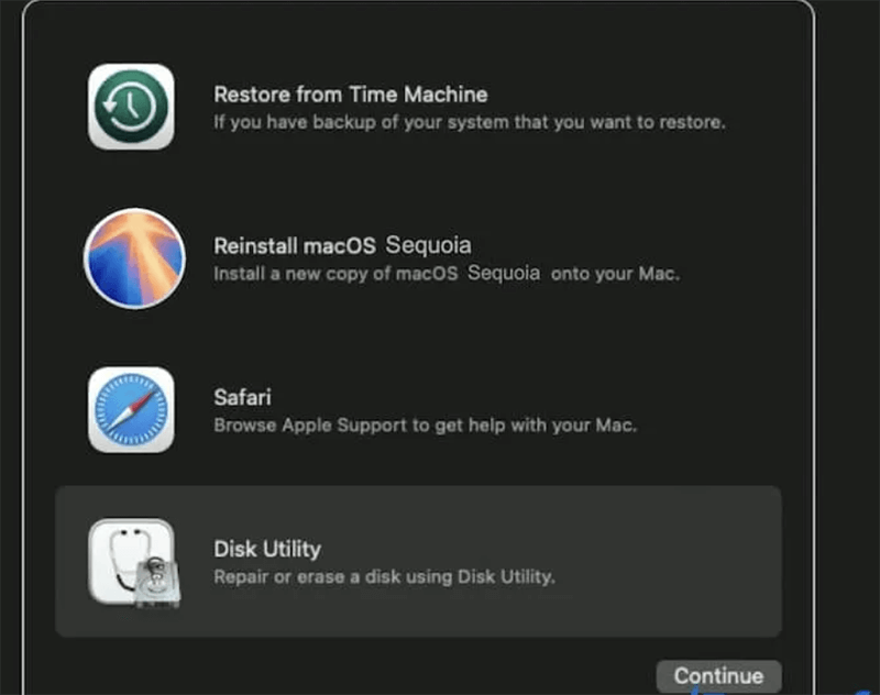 choose Disk Utility