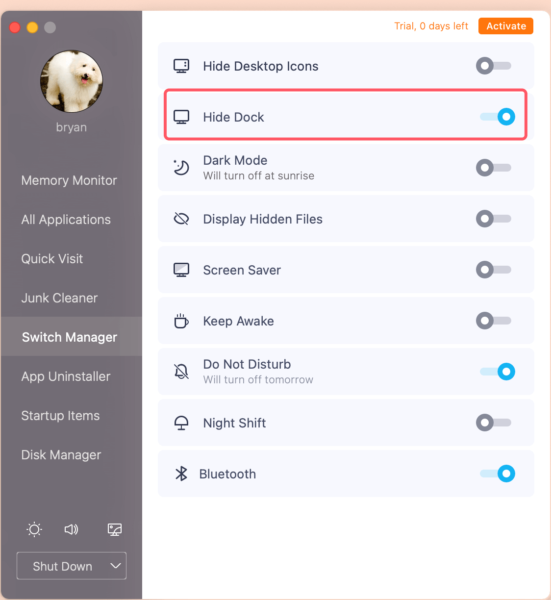 Hide and Unhide Dock on Mac with DMmenu for Mac