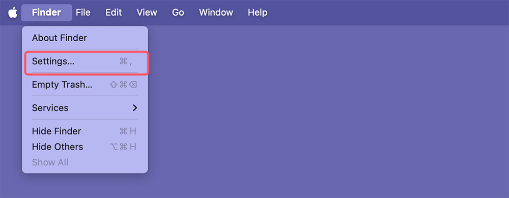 Open Finder Settings