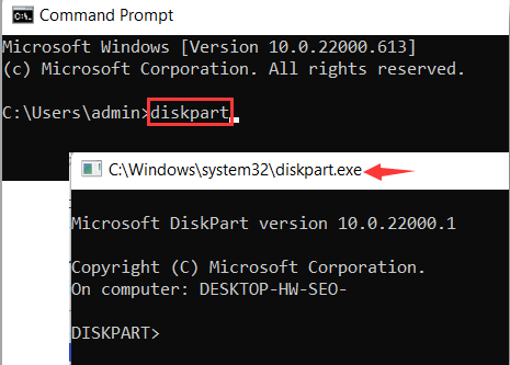 type diskpart into the Command